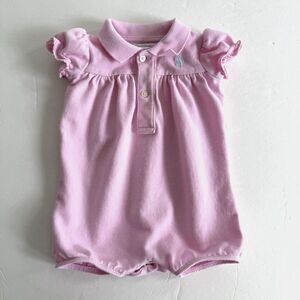 Baby Girl's Ralph Lauren Pink Cotton Pique Knit Bubble Bodysuit One Piece Sz 3M
